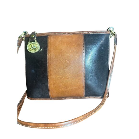 Brahmin Leather crossbody bag brown and black leather vintage - Picture 2 of 9